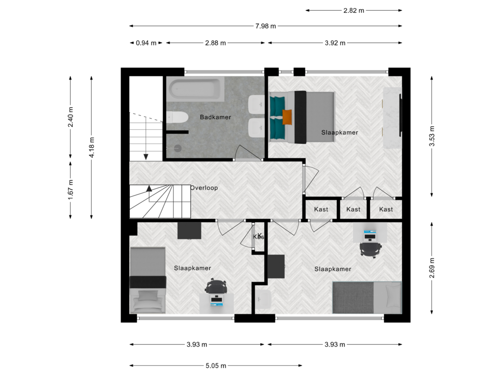 View floorplan of Eerste verdieping of Beatrixlaan 37