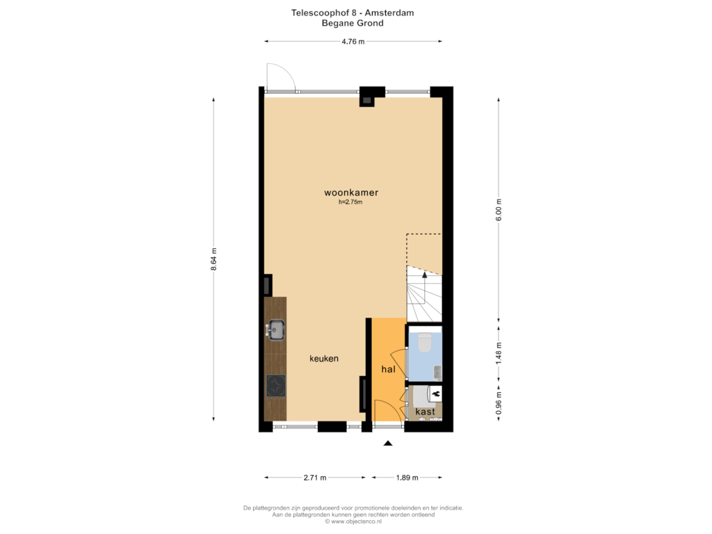 Bekijk plattegrond van BEGANE GROND van Telescoophof 8