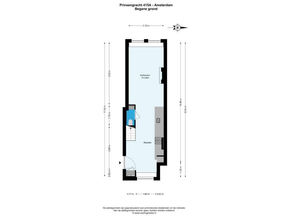 Bekijk plattegrond van Begane grond van Prinsengracht 415-A