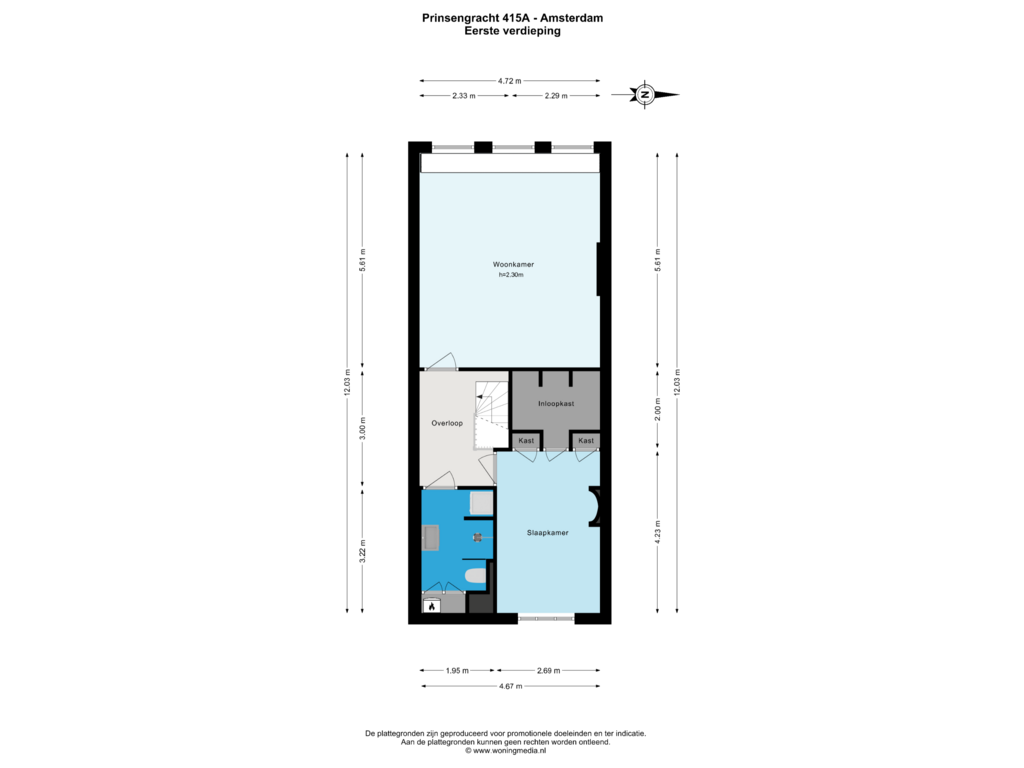 Bekijk plattegrond van Eerste verdieping van Prinsengracht 415-A