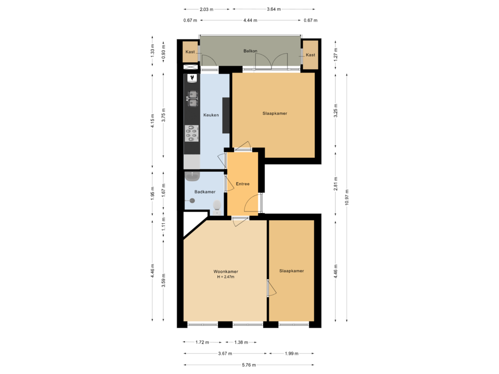 View floorplan of Appartement of Hoofdweg 363-2