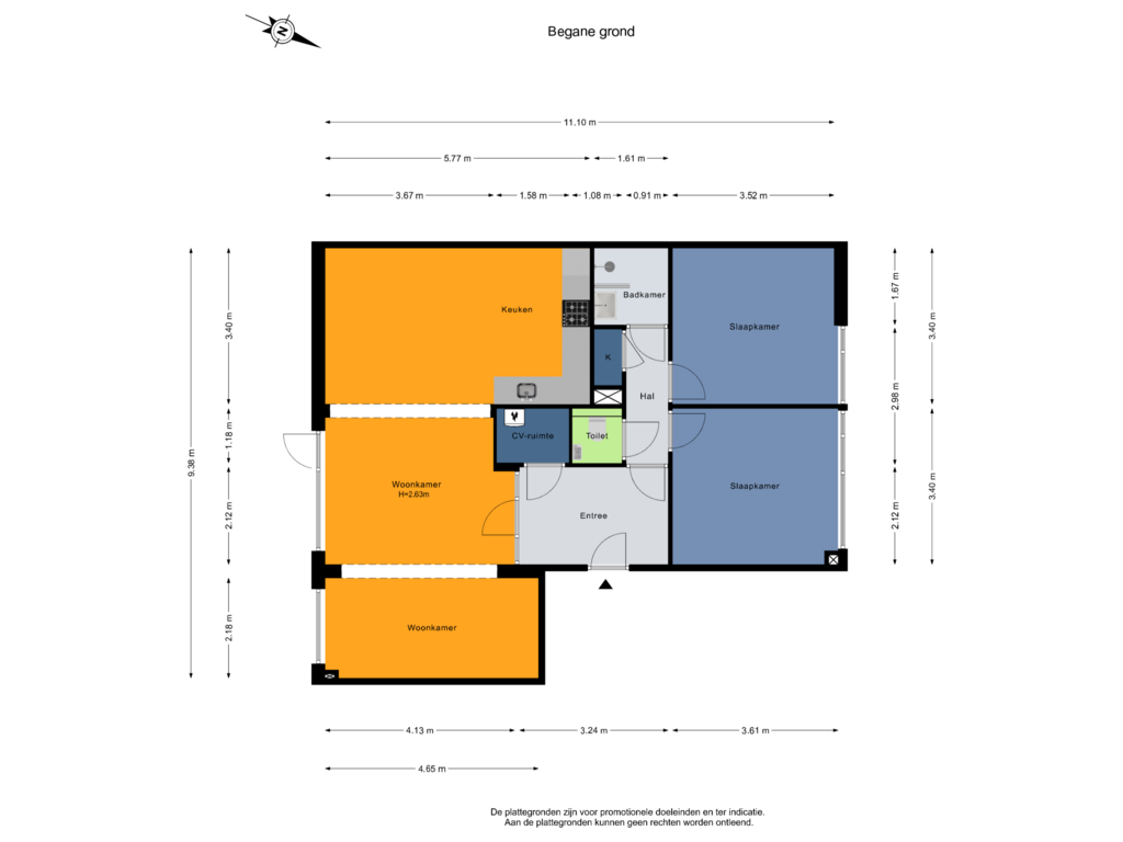 Bekijk plattegrond van Begane grond van Michaëlplein 90