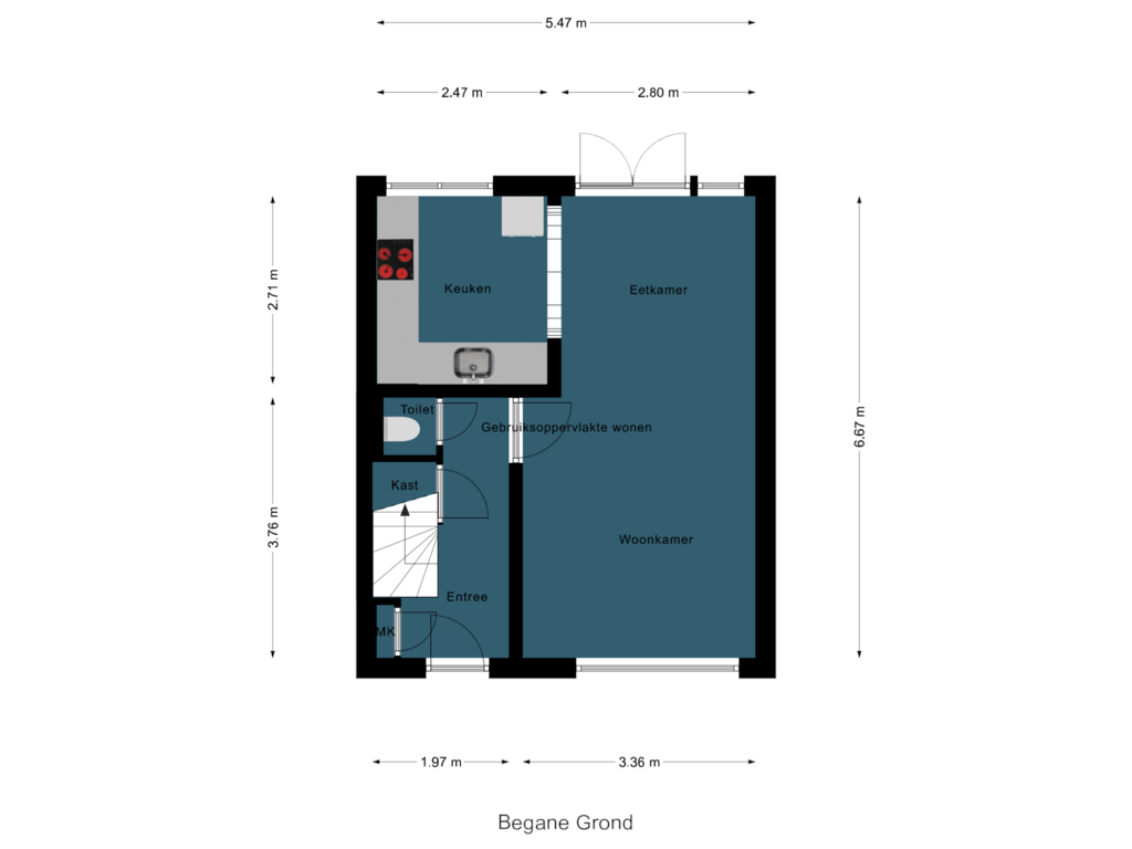 Bekijk plattegrond van Begane Grond van Arcadialaan 41