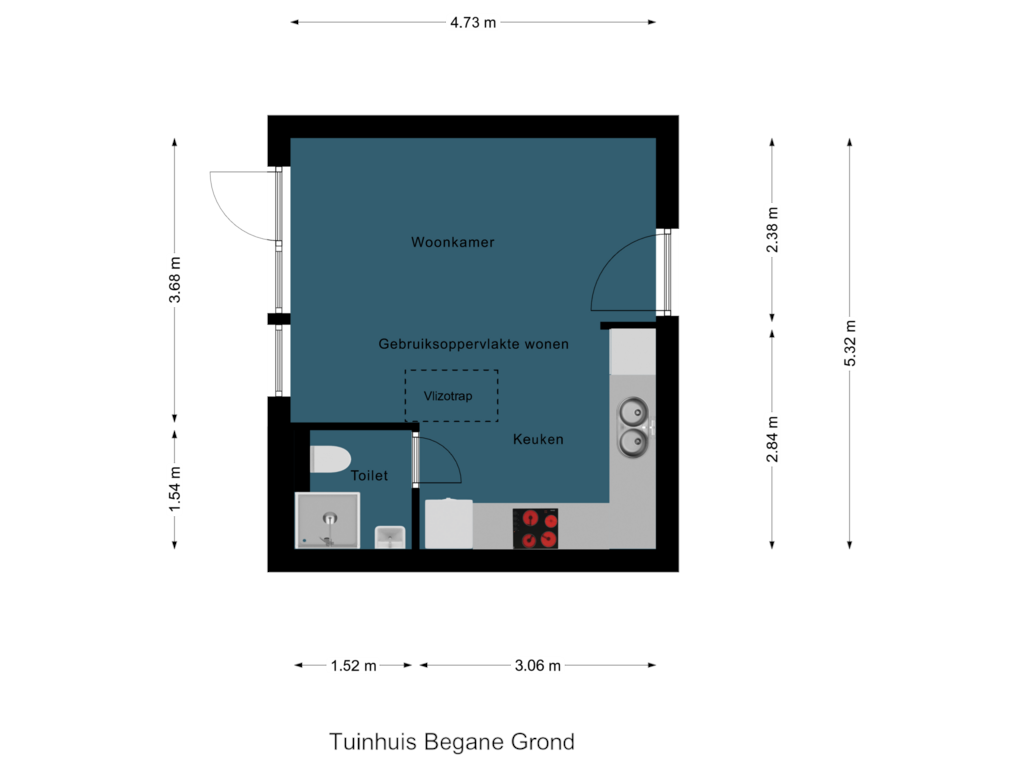 Bekijk plattegrond van Tuinhuis Begane Grond van Arcadialaan 41