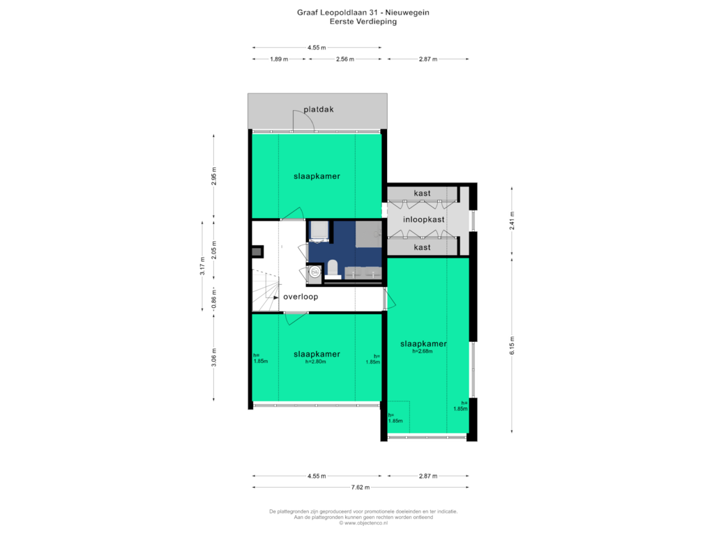 Bekijk plattegrond van EERSTE VERDIEPING van Graaf Leopoldlaan 31