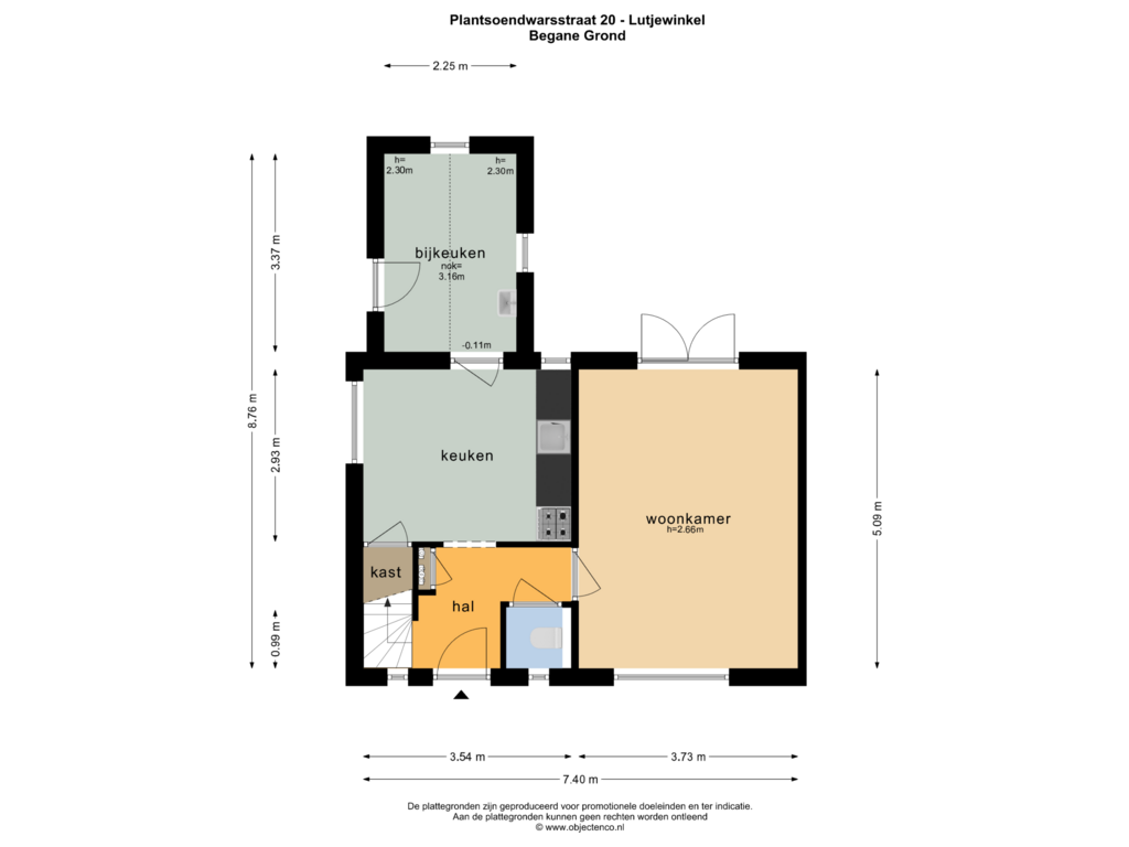 View floorplan of BEGANE GROND of Plantsoendwarsstraat 20