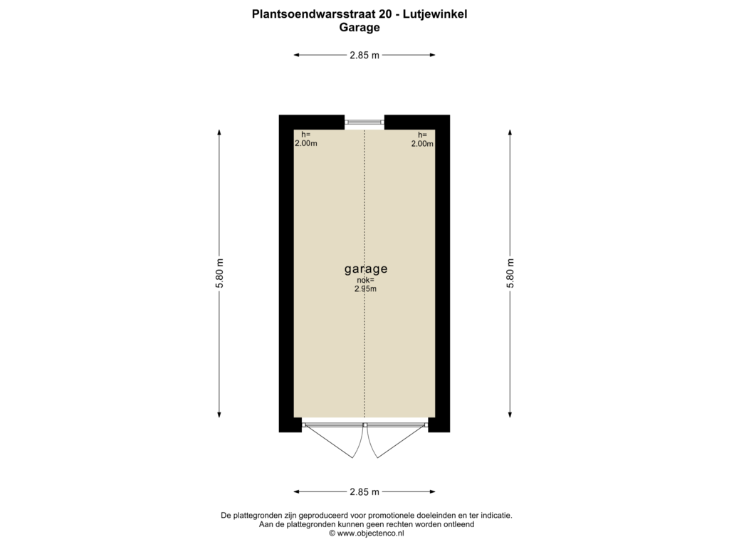 View floorplan of GARAGE of Plantsoendwarsstraat 20