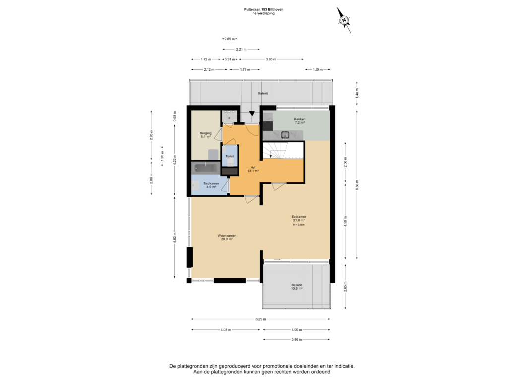 View floorplan of 1e verdieping of Putterlaan 183