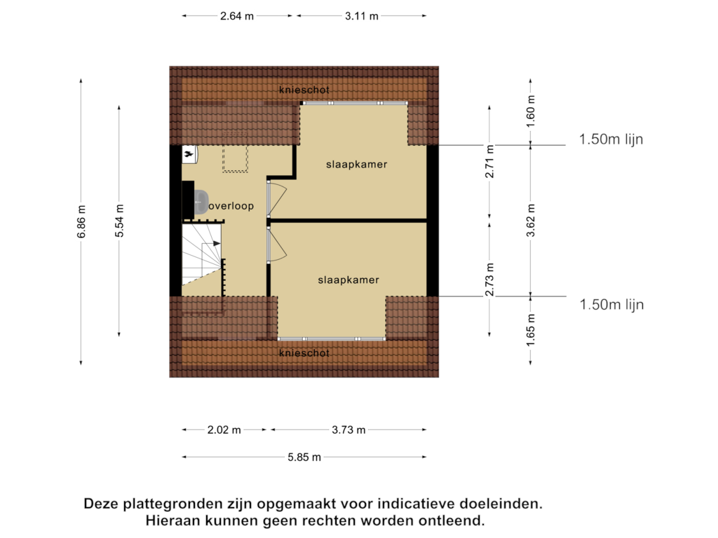 Bekijk plattegrond van 2e verdieping van Meidoornlaan 4