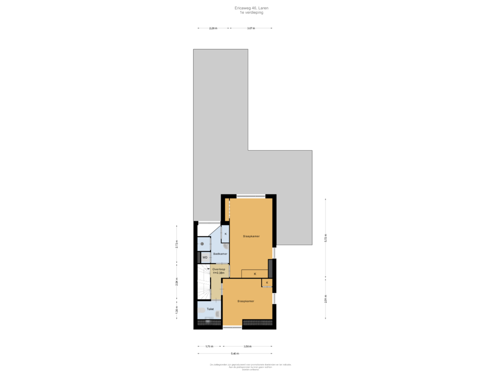 Bekijk plattegrond van 1e verdieping van Ericaweg 46