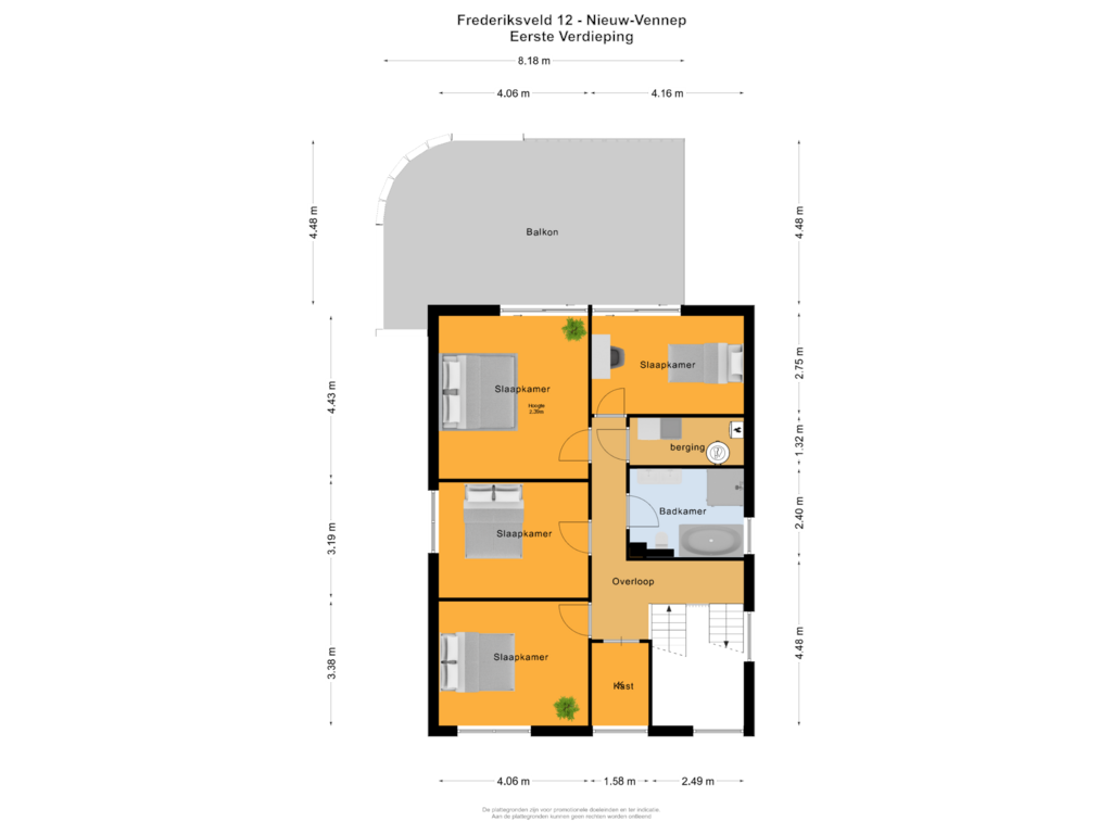 View floorplan of EERSTE VERDIEPING of Frederiksveld 12