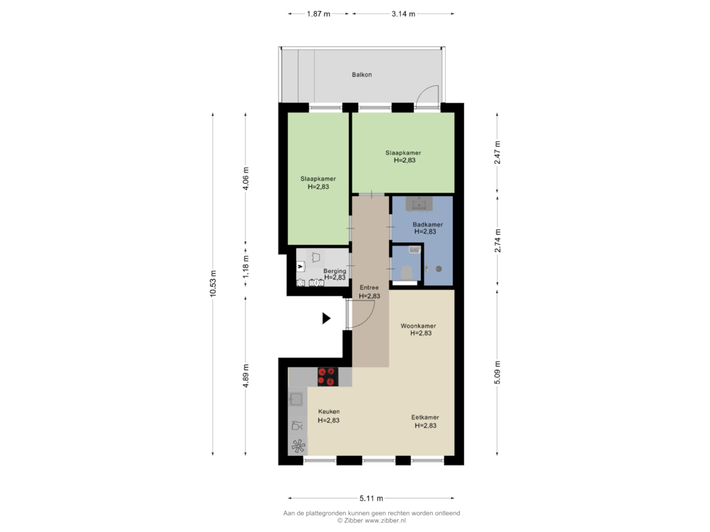 Bekijk plattegrond van Appartement van Noordmolenstraat 78-A01