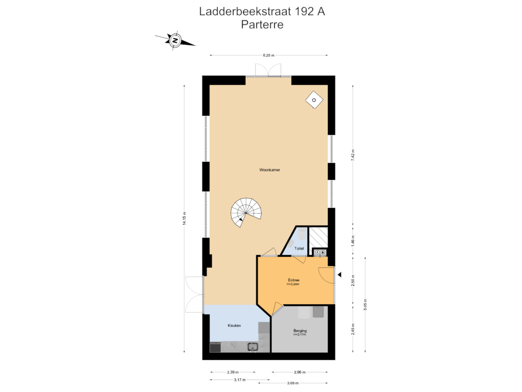 View floorplan of Begane Grond of Ladderbeekstraat 192-A