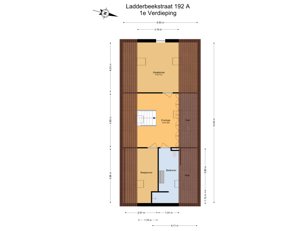 View floorplan of 1e Verdieping of Ladderbeekstraat 192-A