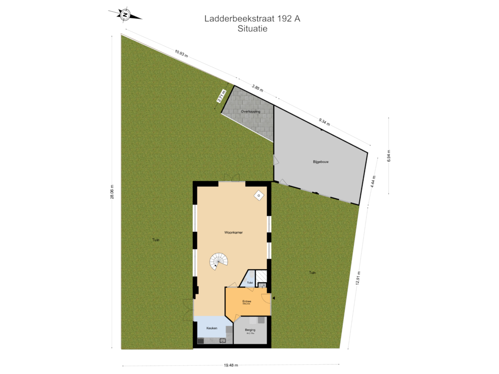 View floorplan of Begane Grond + Tuin of Ladderbeekstraat 192-A