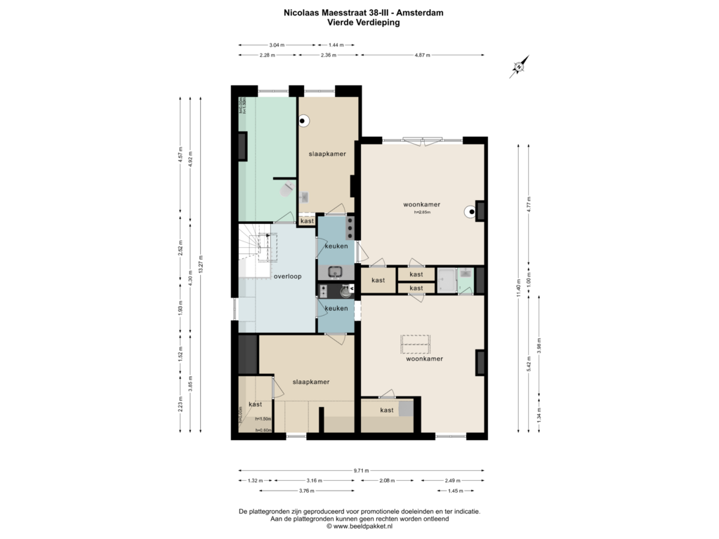 Bekijk plattegrond van VIERDE VERDIEPING van Nicolaas Maesstraat 38-3