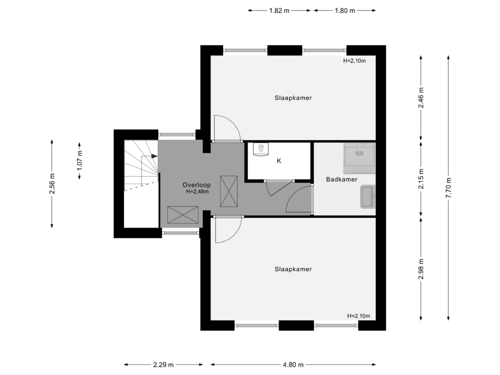 Bekijk plattegrond van 2e Verdieping van Jos Colerstraat 1