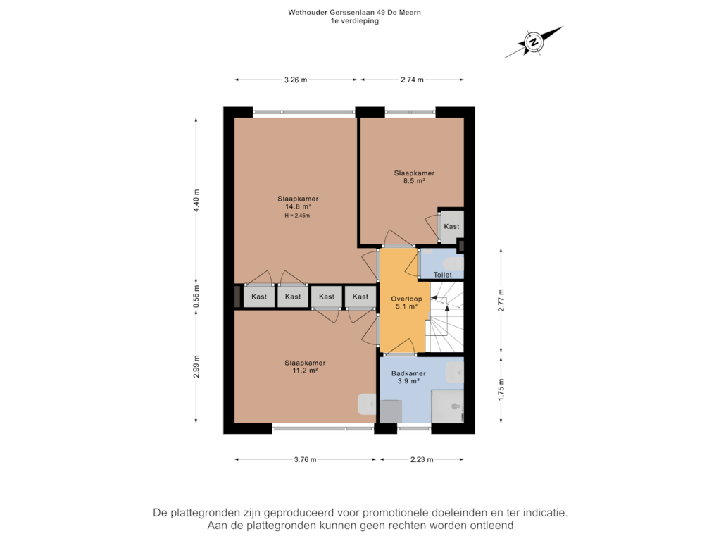 View floorplan of 1e Verdieping of Wethouder Gerssenlaan 49