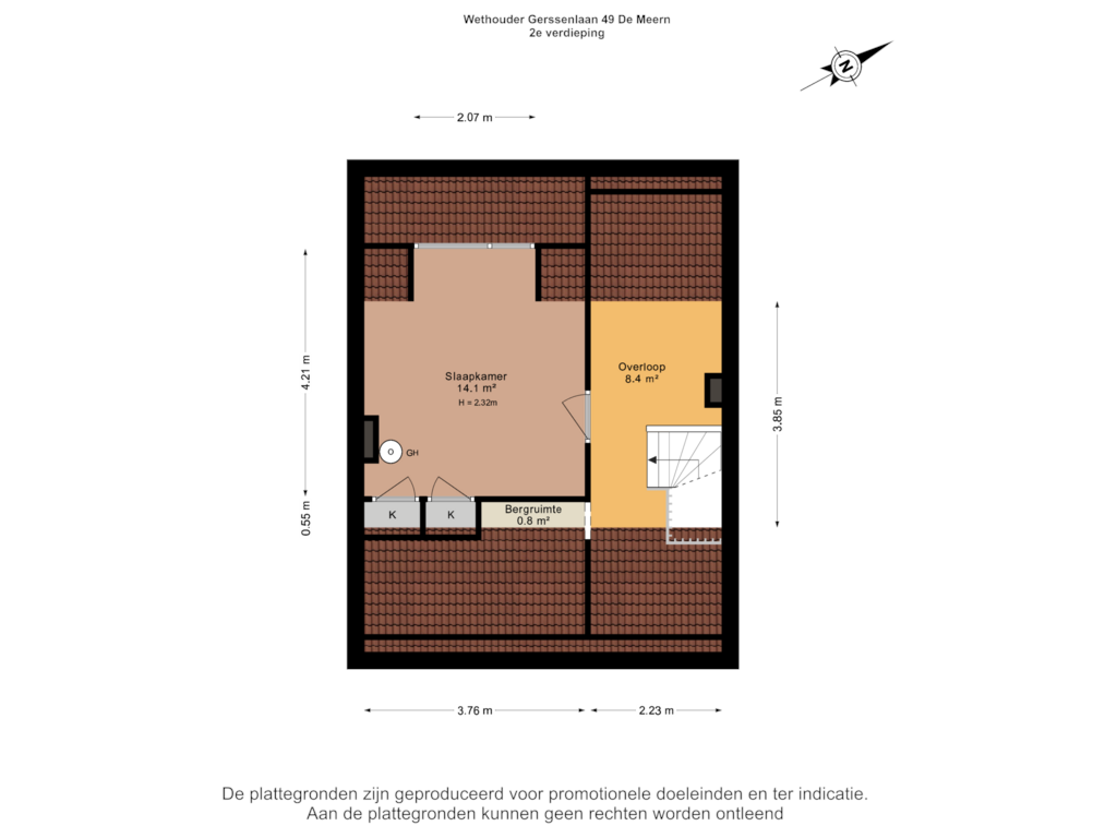 View floorplan of 2e verdieping of Wethouder Gerssenlaan 49