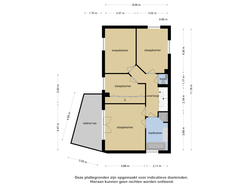 View floorplan of 1e verdieping of Jupiterweg 21