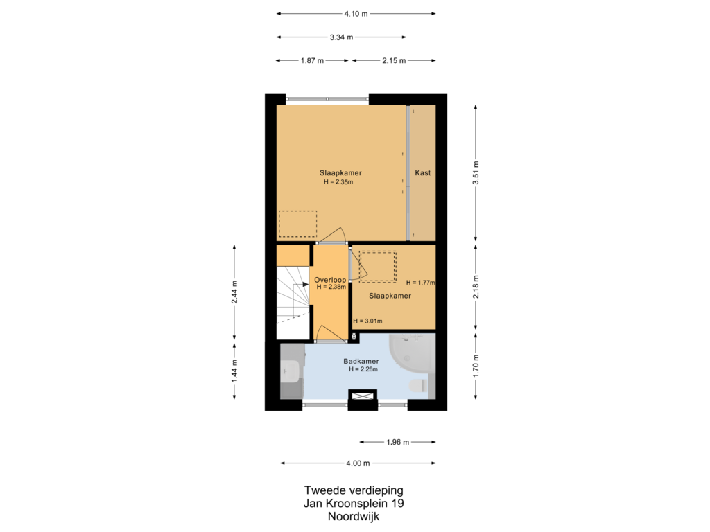 View floorplan of Tweede verdieping of Jan Kroonsplein 19