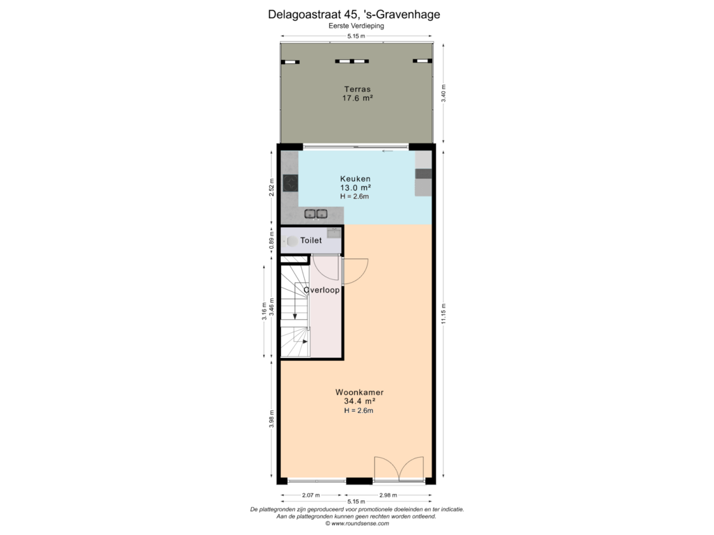 View floorplan of Eerste Verdieping of Delagoastraat 45