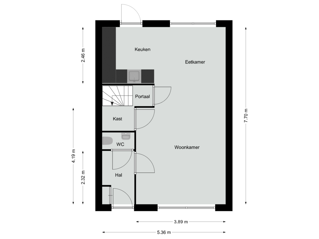 Bekijk plattegrond van Begane grond van Molenstraat Noord 3-C