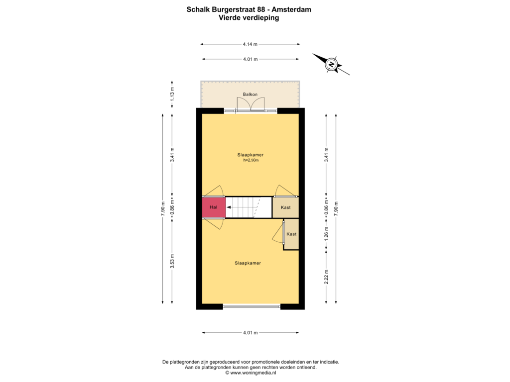 Bekijk plattegrond van Vierde verdieping van Schalk Burgerstraat 88