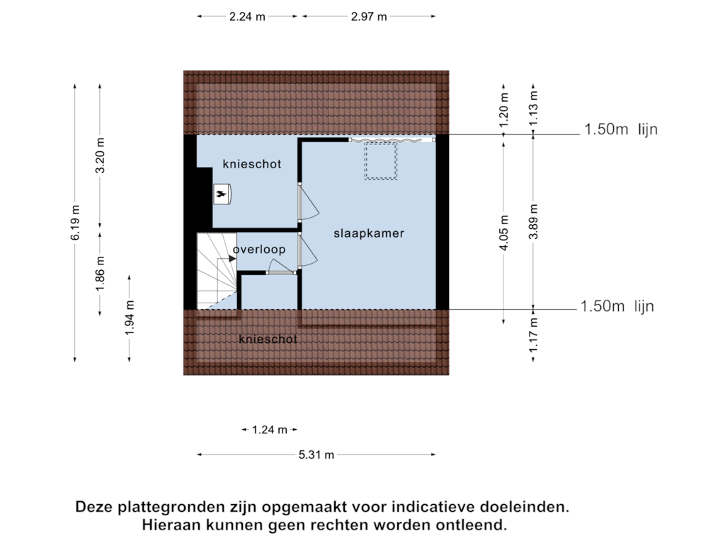 Bekijk plattegrond van 2e verdieping van Dinsdagstraat 33