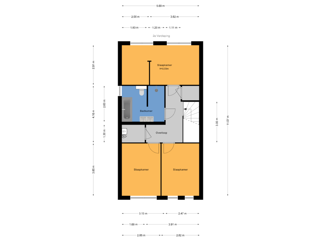 Bekijk plattegrond van 2e Verdieping van Anna van Hogendorpstraat 26