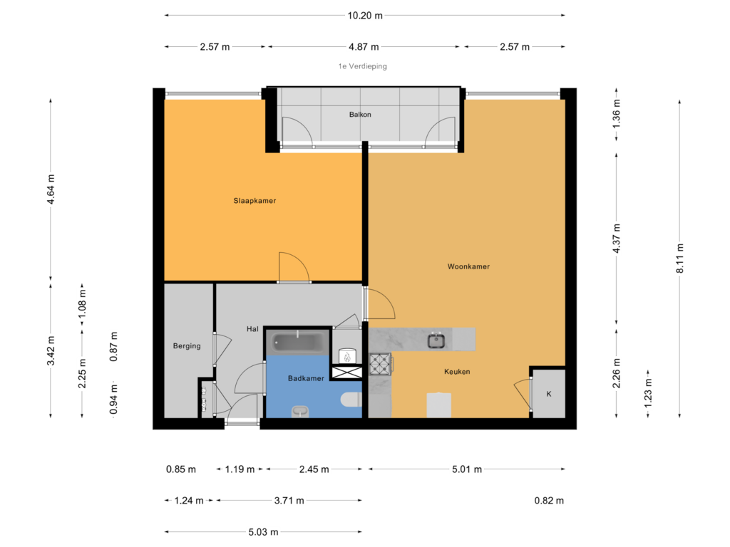 Bekijk plattegrond van 1e Verdieping van Lage Nieuwstraat 336