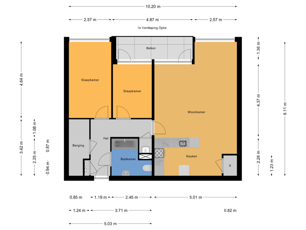 Bekijk plattegrond van 1e Verdieping Optie van Lage Nieuwstraat 336