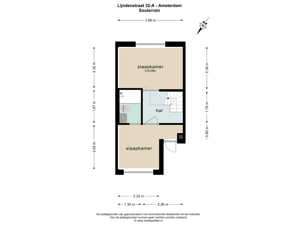 Bekijk plattegrond van SOUTERRAIN van Lijndenstraat 32-A