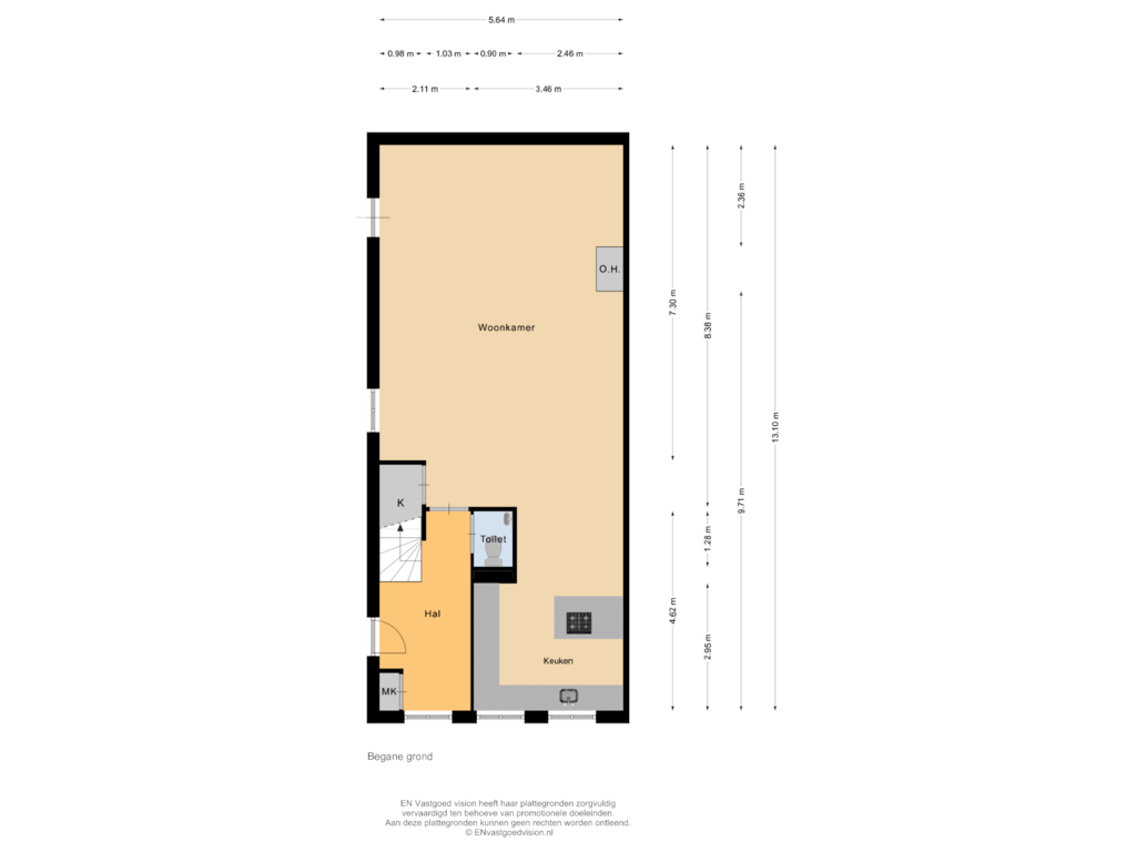 View floorplan of Begane grond of Harderwijkkade 12