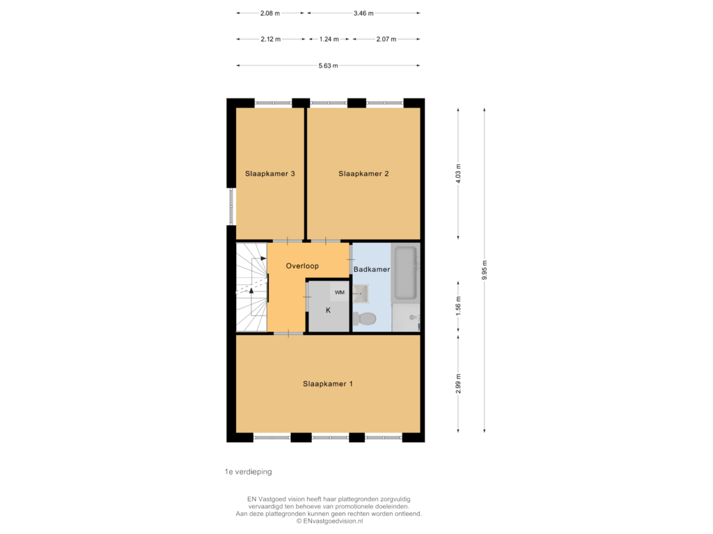 View floorplan of 1e verdieping of Harderwijkkade 12