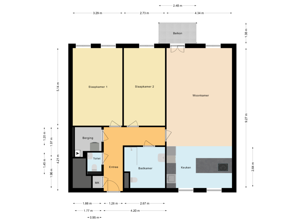 Bekijk plattegrond van Appartement van Kromme Elleboog 46