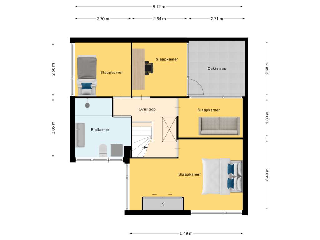 View floorplan of 1e Verdieping of de Voortmors 3