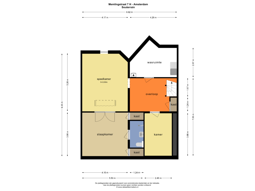 Bekijk plattegrond van SOUTERRAIN van Memlingstraat 7-H