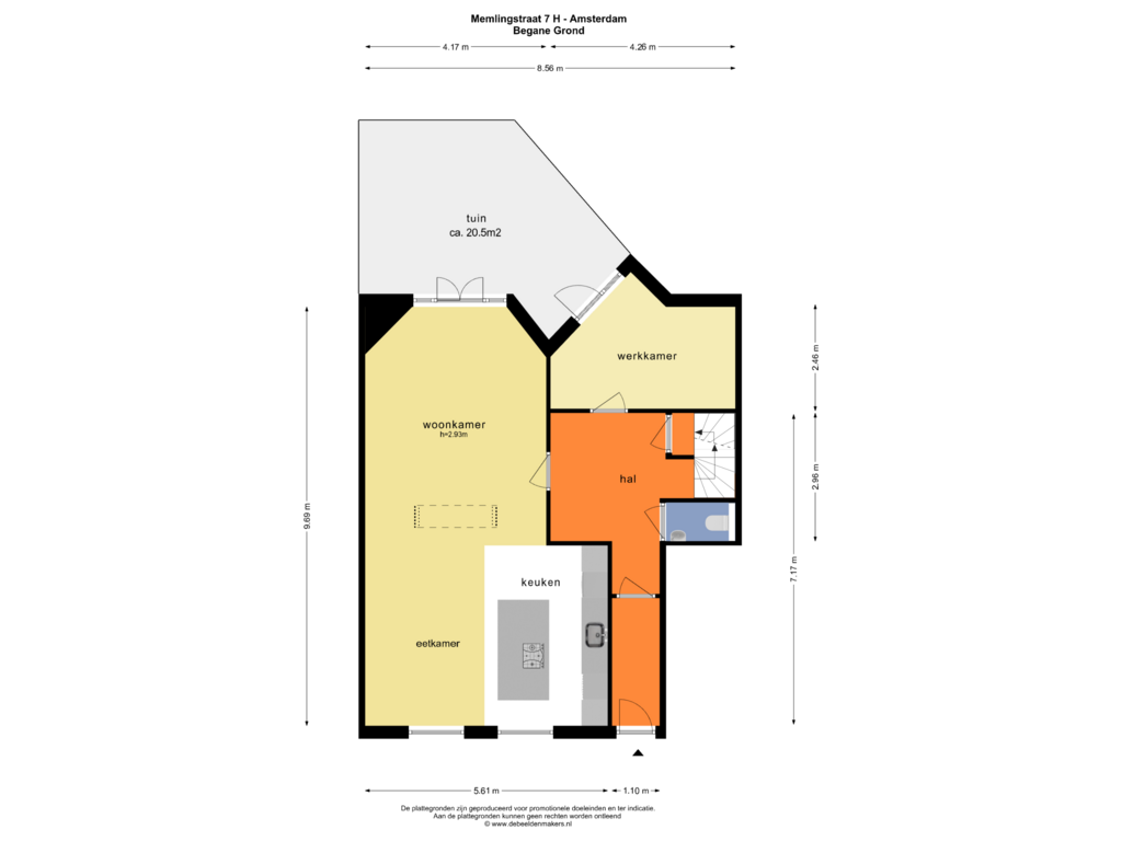 Bekijk plattegrond van BEGANE GROND van Memlingstraat 7-H