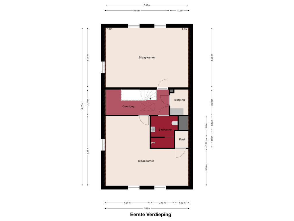 Bekijk plattegrond van Eerste Verdieping van Boutestraat 16