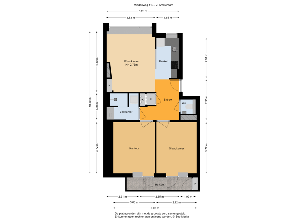 Bekijk plattegrond van Appartement van Middenweg 113-2