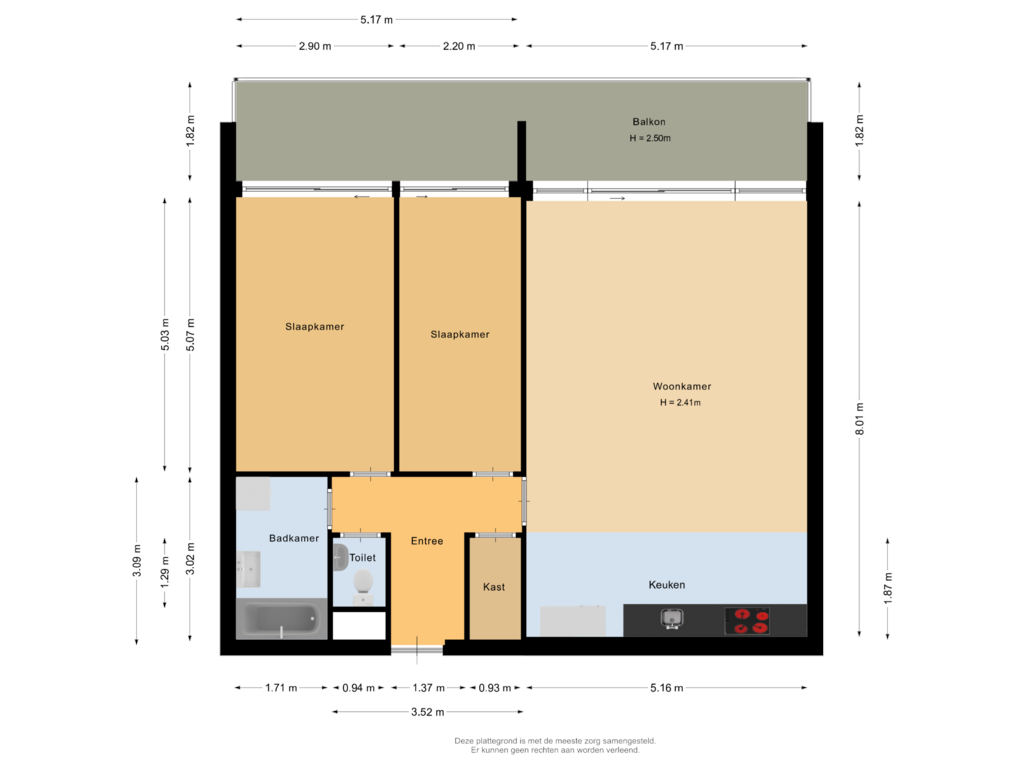 Bekijk plattegrond van Appartement van Scheepstimmermanslaan 90