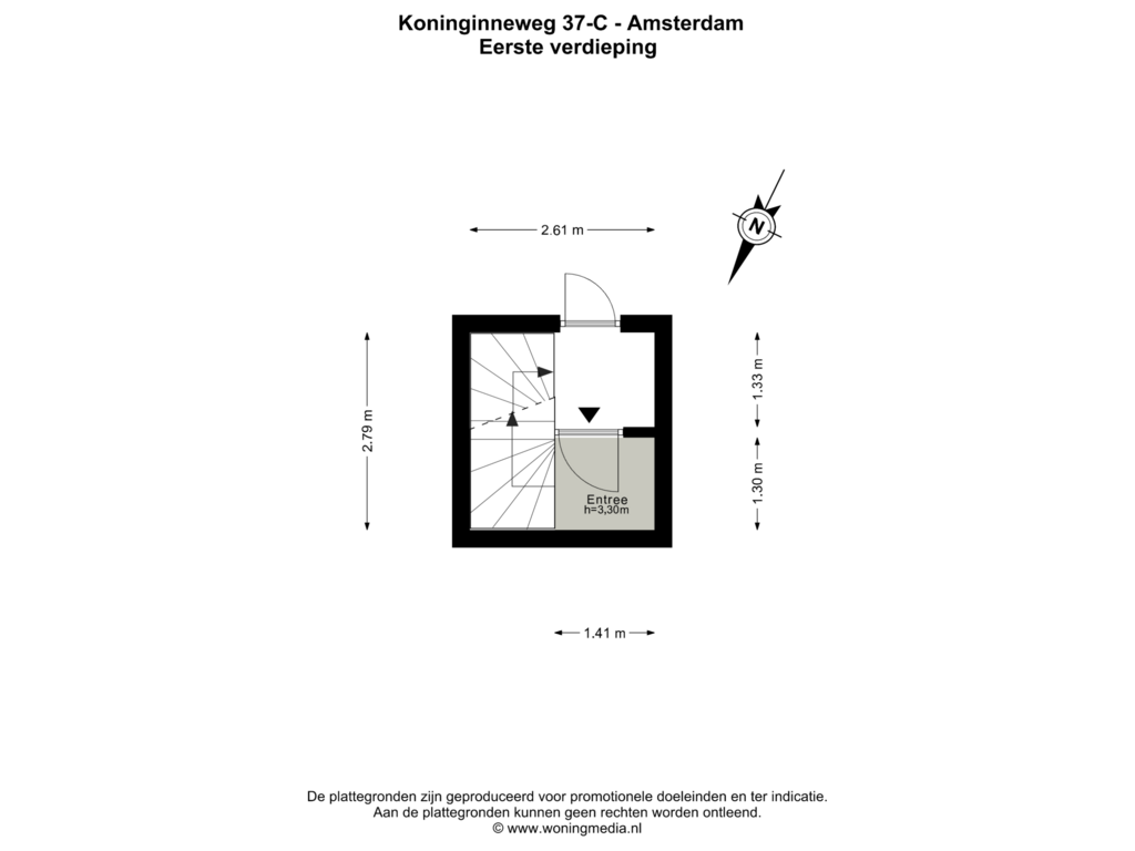 View floorplan of Eerste verdieping of Koninginneweg 37-C