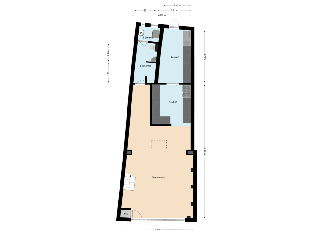 View floorplan of Begane Grond of Bloemendalsestraat 25