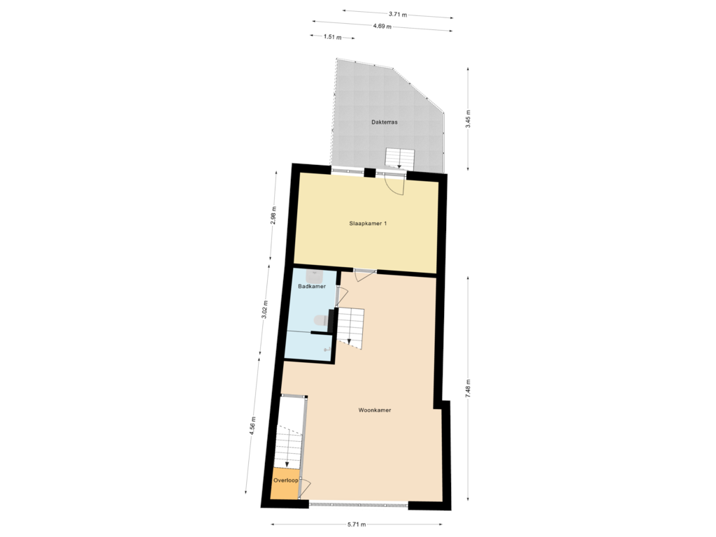 View floorplan of Eerste Verdieping of Bloemendalsestraat 25