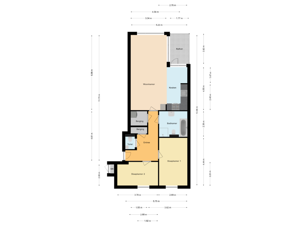 Bekijk plattegrond van Appartement van Voorstraat 61-D