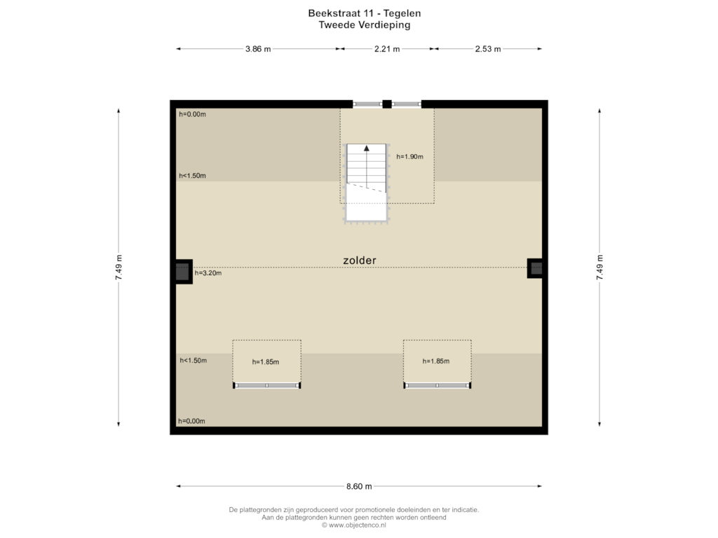 View floorplan of Tweede Verdieping of Beekstraat 11