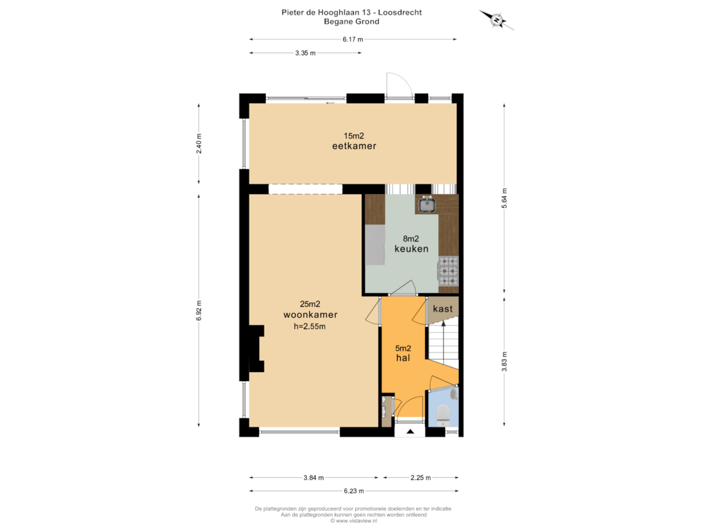 View floorplan of BEGANE GROND of Pieter de Hooghlaan 13