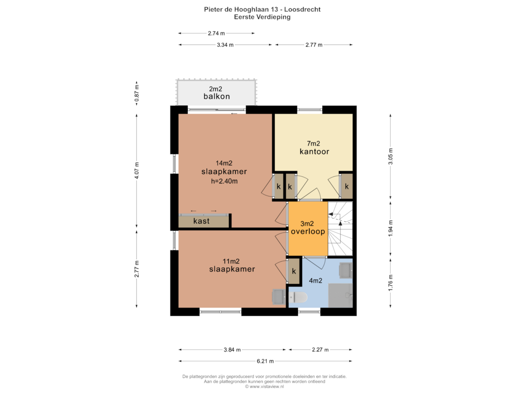 View floorplan of EERSTE VERDIEPING of Pieter de Hooghlaan 13