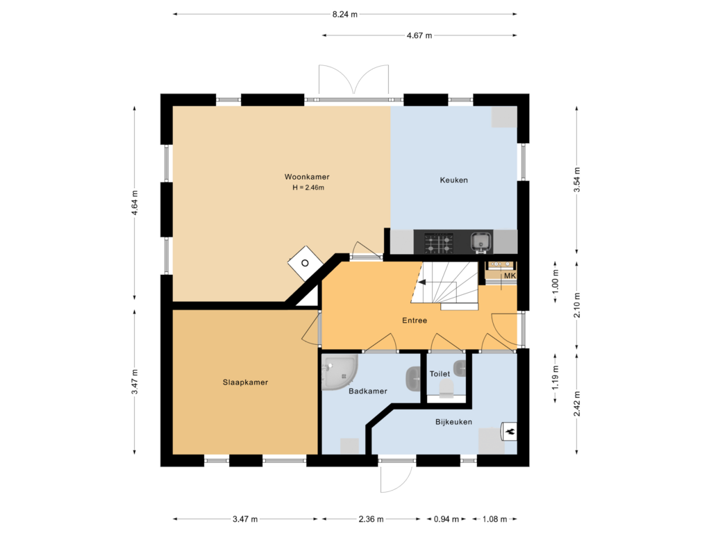 View floorplan of Begane grond of Buinerweg 8-243